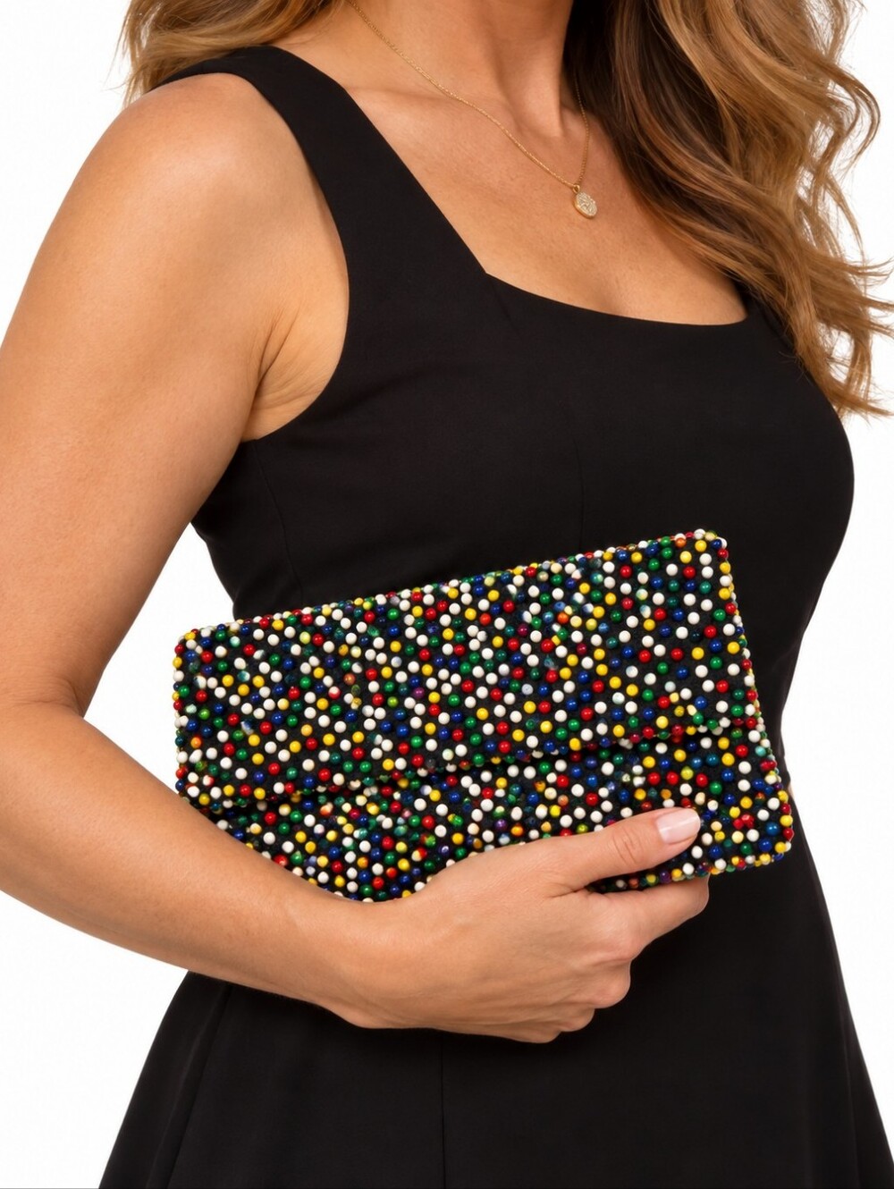 Lumured Cordé Caviar Beadette Candy Dot Clutch Purse USA Original 1950s